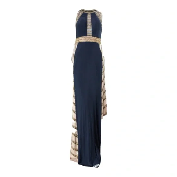 slim fit dress slacks Royal Blue Gold Beaded Side Slit Mermaid Long Evening Prom Dresses, 17 –  SposaDresses main image 1